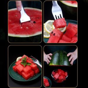 2-in-1 Watermelon Fork Slicer, 2023 New Watermelon Slicer Cutter Summer Watermelon Fruit Cutting Fork, Stainless Steel Fruit Forks Slicer Knife for Family Parties Camping (1 Pcs)