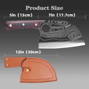 tatakook Butcher Knife for Meat Cutting,Hand Forged Viking Knife with Sheath,Caveman Knives Camping knife for Kitchen,Meat Cleaver Boning Knife