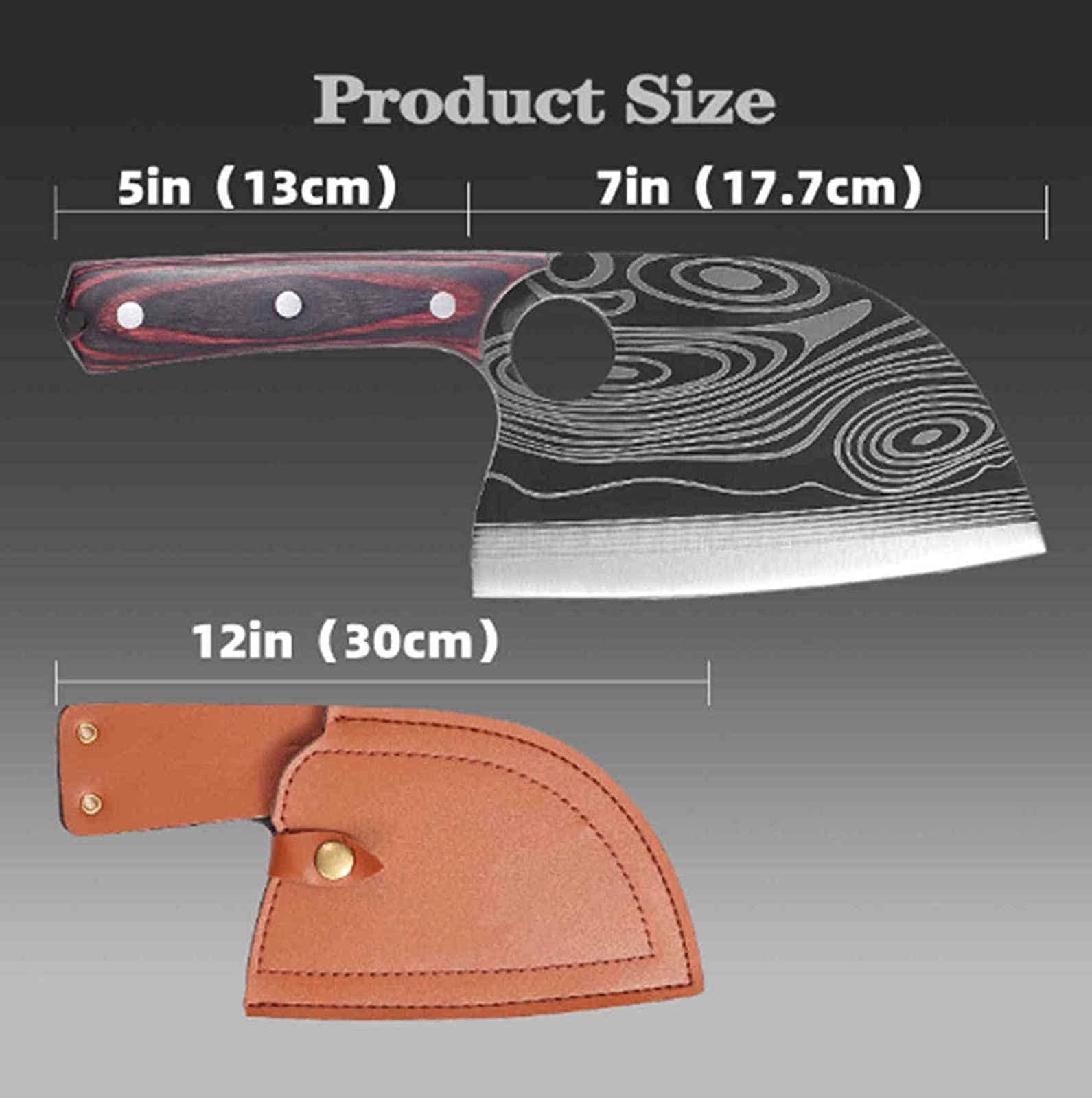 tatakook Butcher Knife for Meat Cutting,Hand Forged Viking Knife with Sheath,Caveman Knives Camping knife for Kitchen,Meat Cleaver Boning Knife