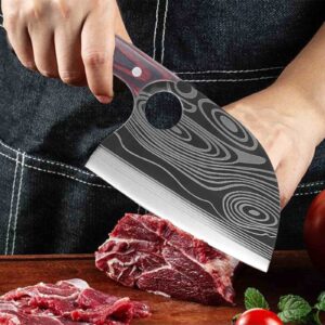 tatakook Butcher Knife for Meat Cutting,Hand Forged Viking Knife with Sheath,Caveman Knives Camping knife for Kitchen,Meat Cleaver Boning Knife