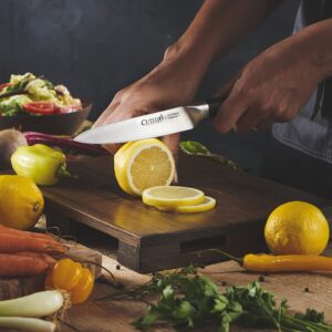 Cutluxe Chef, Santoku, Utility and Paring Knife Set– Forged High Carbon German Steel – Full Tang & Razor Sharp – Ergonomic Handle Design – Artisan Series