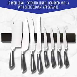 SUMPRI Magnetic Knife Holder for Wall (16Inch -Stainless Steel) Magnet Knife Strip -Strong Powerful Knife Rack Storage Display Organizer-Securely Hang Your Knives On a Multipurpose Kitchen Bar (Black)