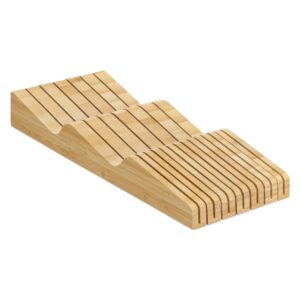 navaris in-drawer knife block - organizer with slots for 13 knives - bamboo storage insert for kitchen drawers 5 15/16" wide x 15 3/4" deep x 2" high