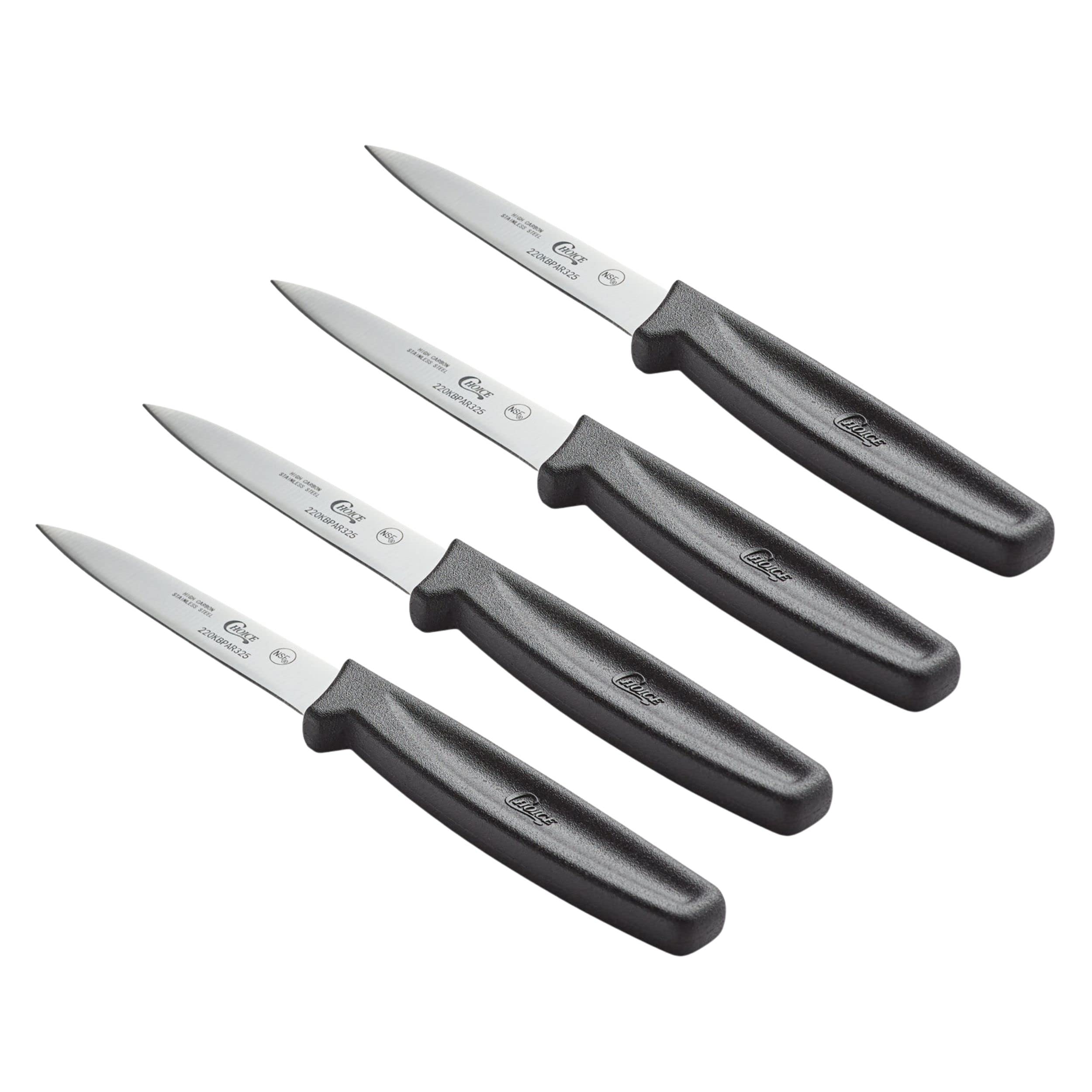 Paring Knives Set Of 4 Black Handle 3.25 inch Paring Dishwasher Safe Fruit Pairing Small Piece Choice Kitchen knive pack sharp professional pairing knive pack