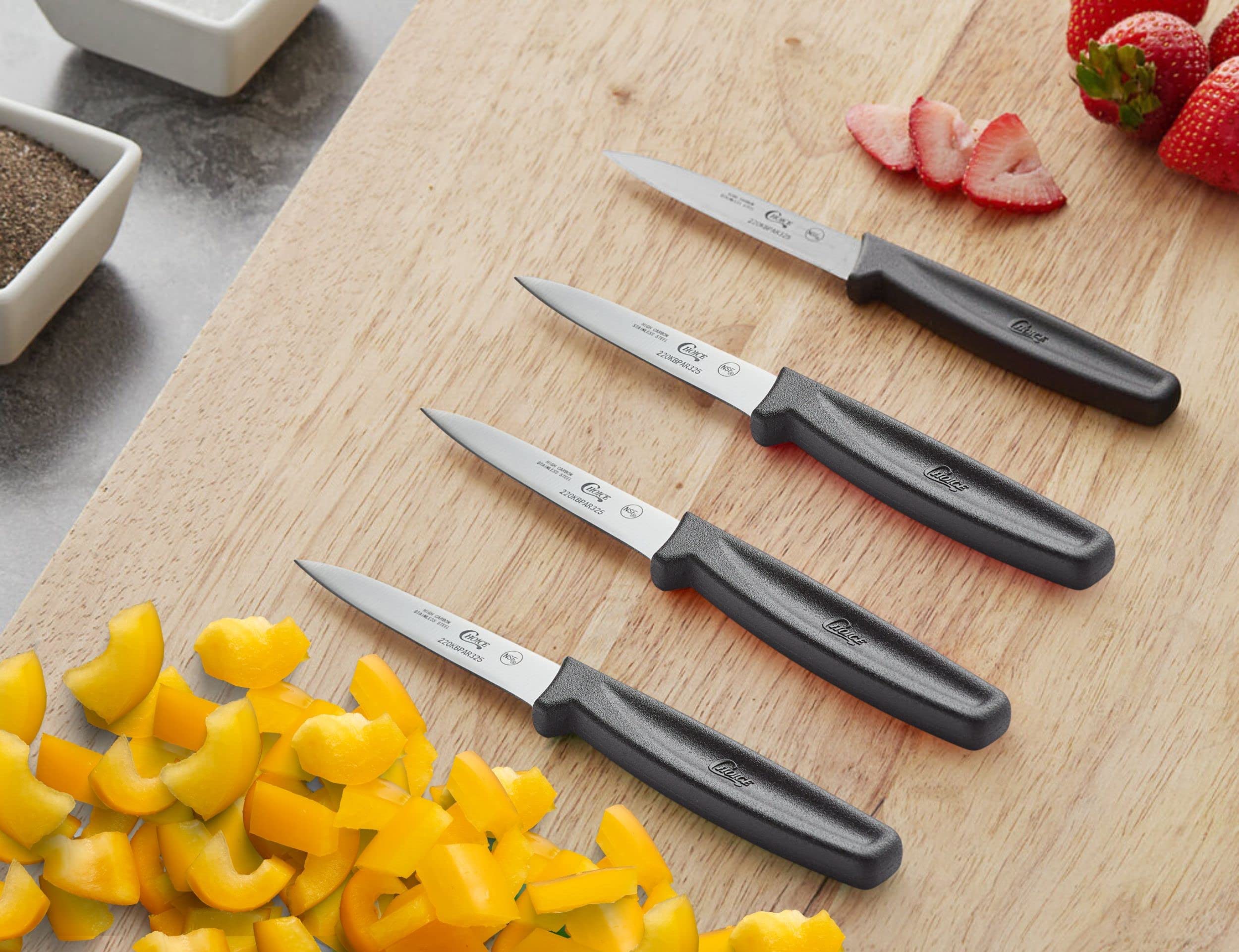 Paring Knives Set Of 4 Black Handle 3.25 inch Paring Dishwasher Safe Fruit Pairing Small Piece Choice Kitchen knive pack sharp professional pairing knive pack