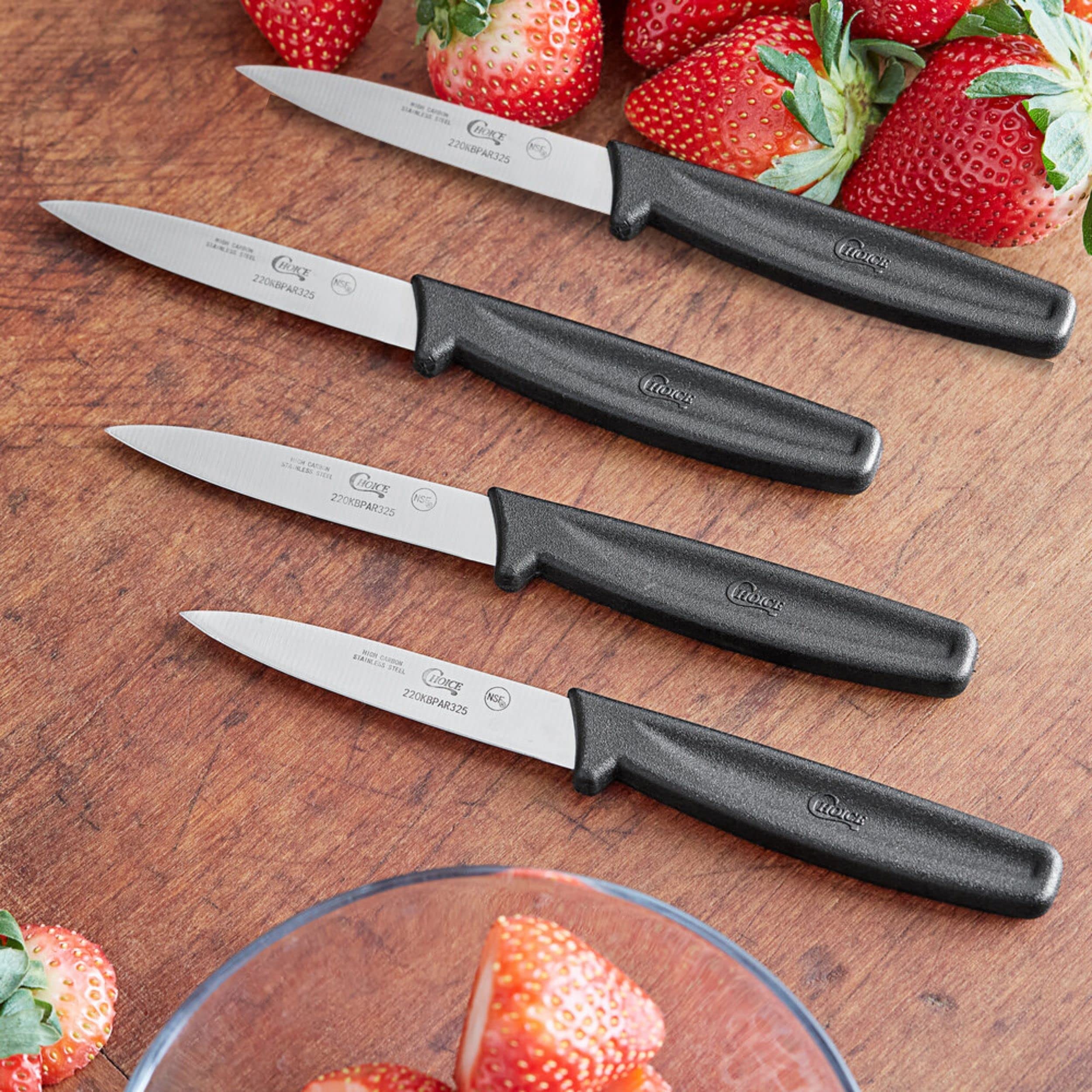 Paring Knives Set Of 4 Black Handle 3.25 inch Paring Dishwasher Safe Fruit Pairing Small Piece Choice Kitchen knive pack sharp professional pairing knive pack