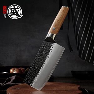 MITSUMOTO SAKARI 7 inch Japanese Meat Cleaver, Super Sharp Cleaver Knife, High Carbon Stainless Steel Asian Chef Knife, Kitchen Knife for Cutting Meat, Vegetable (PakkaWood Handle & Gift Box)