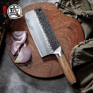 MITSUMOTO SAKARI 7 inch Japanese Meat Cleaver, Super Sharp Cleaver Knife, High Carbon Stainless Steel Asian Chef Knife, Kitchen Knife for Cutting Meat, Vegetable (PakkaWood Handle & Gift Box)