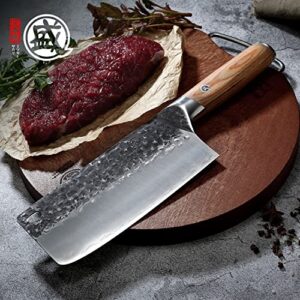 MITSUMOTO SAKARI 7 inch Japanese Meat Cleaver, Super Sharp Cleaver Knife, High Carbon Stainless Steel Asian Chef Knife, Kitchen Knife for Cutting Meat, Vegetable (PakkaWood Handle & Gift Box)