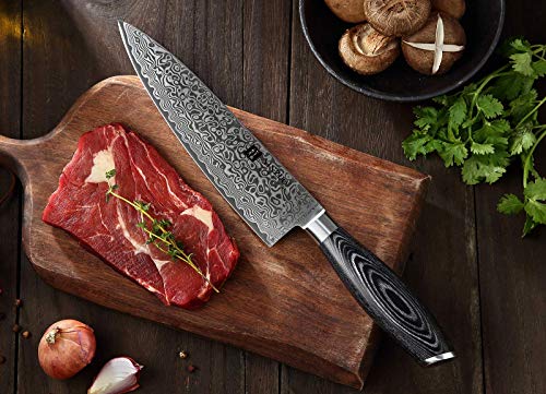 XINZUO 5PC Kitchen Knife Set Damascus Steel High Carbon Steel Chef Knife Slicing Knife Santoku Knife Utility Knife Paring Knife Sets with Pakkawood - Ya Series