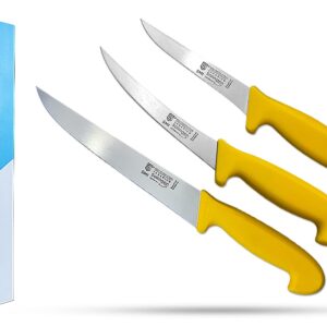 SMI - 3 Pcs Butcher Knife Set Boning Knife 5, 6 inch Butcher Knife 8 Inch for Cutting Meat Solingen Knife Made in Germany