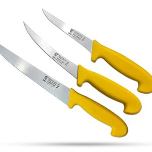 SMI - 3 Pcs Butcher Knife Set Boning Knife 5, 6 inch Butcher Knife 8 Inch for Cutting Meat Solingen Knife Made in Germany