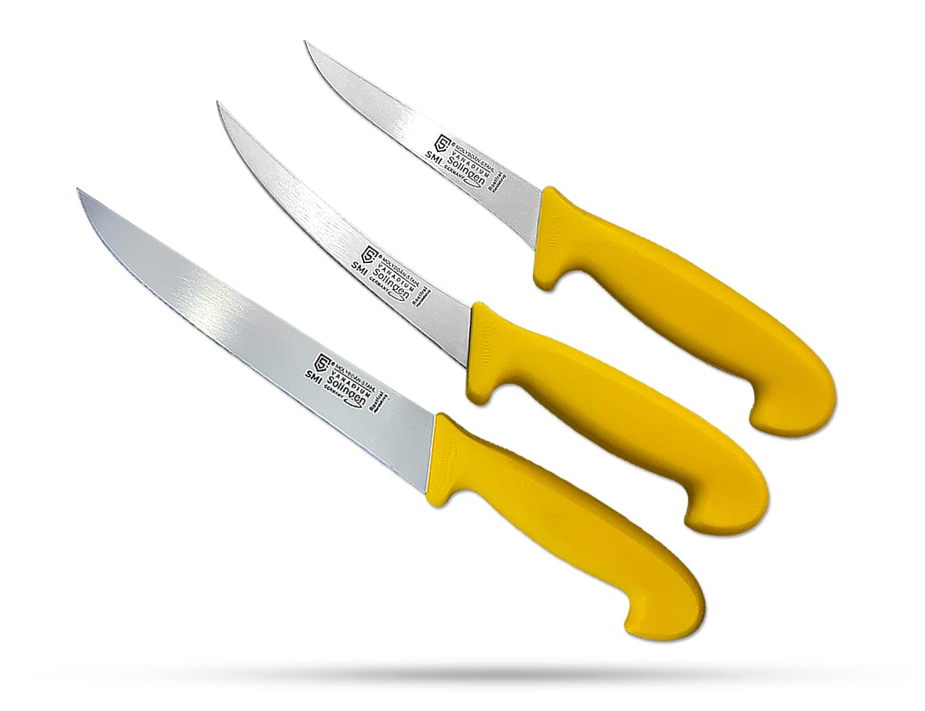 SMI - 3 Pcs Butcher Knife Set Boning Knife 5, 6 inch Butcher Knife 8 Inch for Cutting Meat Solingen Knife Made in Germany