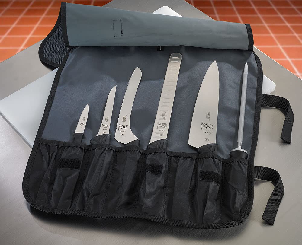 Mercer Culinary Millennia 7-Piece Knife Roll Set,Black