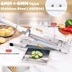 Moongiantgo Manual Frozen Meat Slicer Bone Short Rib Cutter Chicken Chopper Machine 13.5 Inch Double Blade Heavy Duty Guillotine Biltong Cutter for Korean BBQ Shabu Hot Pot (KD0288)