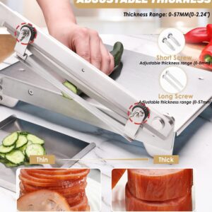 Moongiantgo Manual Frozen Meat Slicer Bone Short Rib Cutter Chicken Chopper Machine 13.5 Inch Double Blade Heavy Duty Guillotine Biltong Cutter for Korean BBQ Shabu Hot Pot (KD0288)