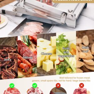 Moongiantgo Manual Frozen Meat Slicer Bone Short Rib Cutter Chicken Chopper Machine 13.5 Inch Double Blade Heavy Duty Guillotine Biltong Cutter for Korean BBQ Shabu Hot Pot (KD0288)