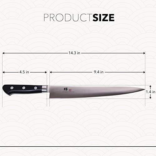 JCK Original Kagayaki Japanese Chef’s Knife, KG-9ES Professional Sujihiki Knife, VG-1 High Carbon Japanese Stainless Steel Pro Kitchen Knife with Ergonomic Pakka Wood Handle, 9.4 inch