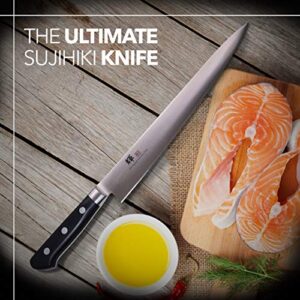 JCK Original Kagayaki Japanese Chef’s Knife, KG-9ES Professional Sujihiki Knife, VG-1 High Carbon Japanese Stainless Steel Pro Kitchen Knife with Ergonomic Pakka Wood Handle, 9.4 inch