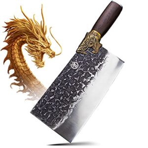 zeng jia dao meat cleaver knife - forged meat cleaver 7.7 inch - kitchen chef cleaver - traditional chinese longquan knife - high carbon steel - for home kitchen 2023 gift