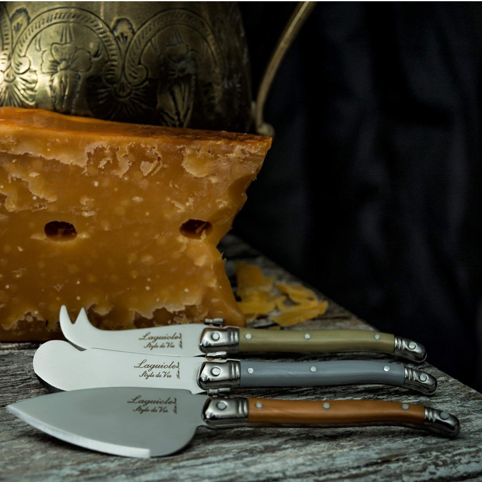 Laguiole Style de Vie Cheese knives Premium Line, set of 3, treasure