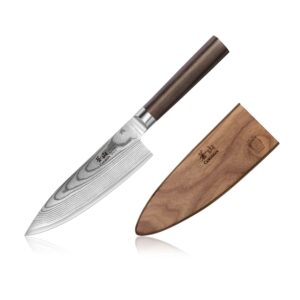 cangshan haku series 501035 x-7 damascus steel forged 6-inch chef's knife with sheath