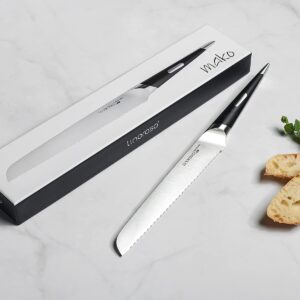 linoroso Serrated Bread Knife for Homemade Bread,Ultra Sharp Forged German High Carbon Stainless Steel Blade(8 inch),Full Tang,Ergonomic Handle- MAKO Series