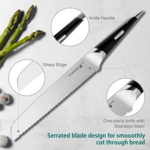 linoroso Serrated Bread Knife for Homemade Bread,Ultra Sharp Forged German High Carbon Stainless Steel Blade(8 inch),Full Tang,Ergonomic Handle- MAKO Series