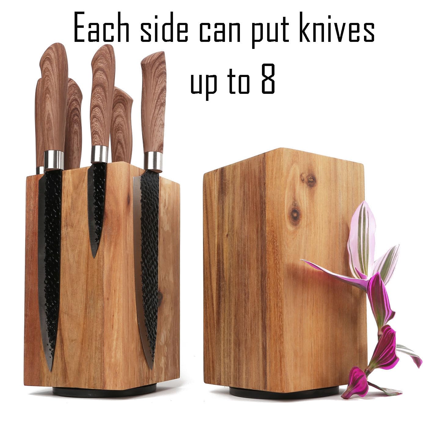 Azauvc Knife Block With Strong Magnets,360 Magnetic Knife Holder without Knives,Display Stand and Storage Rack without Knives