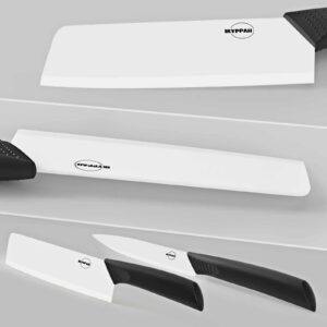 IKYPPAH Complete Ceramic Knife Set - 6" Vegetable Cleaver, 4" Chef's Knife, and Y-Peeler for Effortless Food Prep