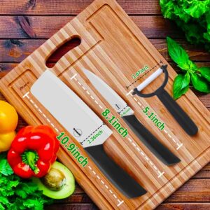 IKYPPAH Complete Ceramic Knife Set - 6" Vegetable Cleaver, 4" Chef's Knife, and Y-Peeler for Effortless Food Prep