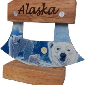 Alaskan ULU Knife Birch Wood Polar Bear & Moose Blade