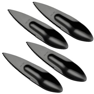 ansaw kiwi spoon knife 2-in-1 reusable avocados fruit cutter peeler spoons, stainless steel multi use for home kitchen and travel utensil,set of 4 (black)