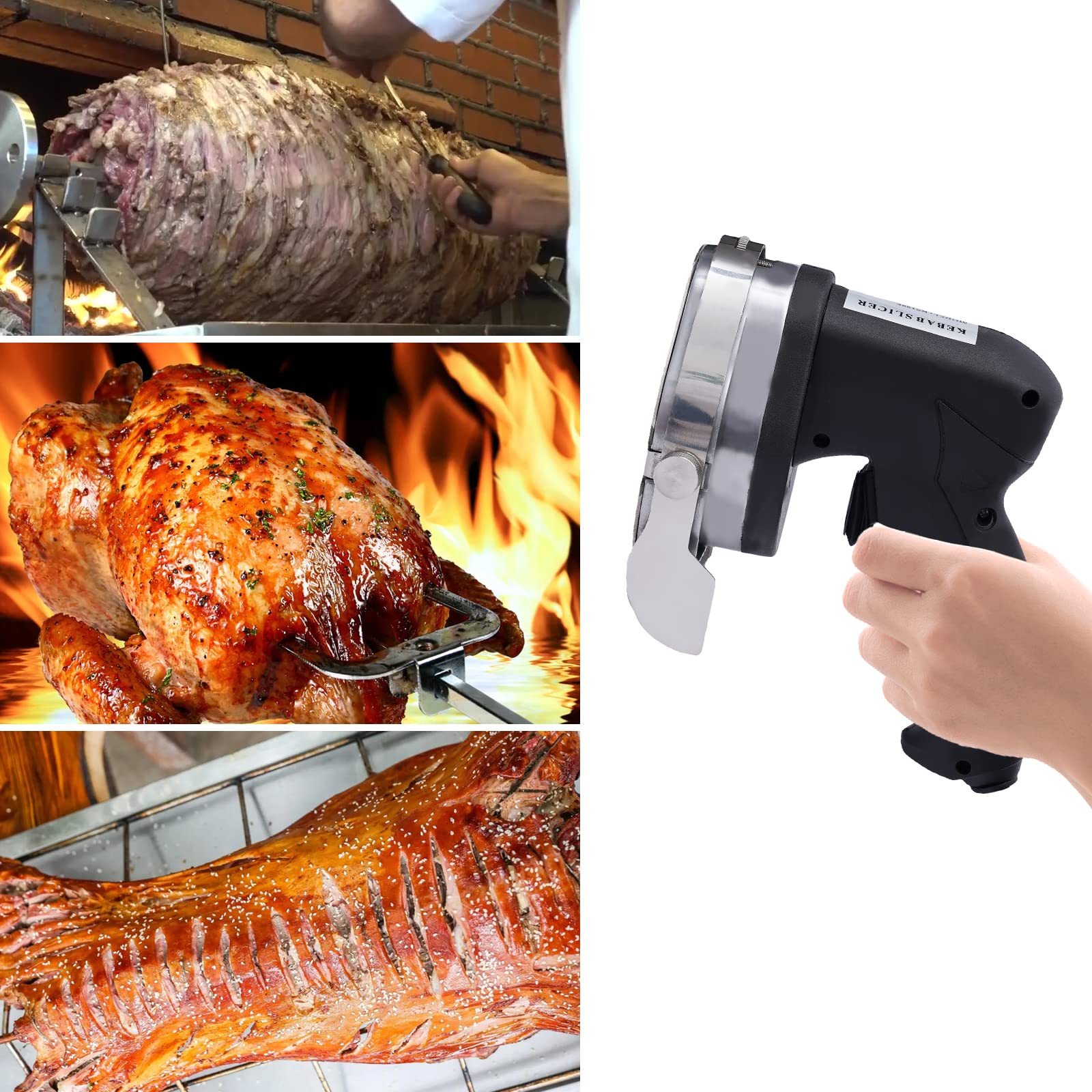 DYRABREST Hand-Held Electric Kebab Knife,Professional Shawarma Meat Cutter Machine Gyro Blade,Commercial Stainless Steel Kebab Slicer