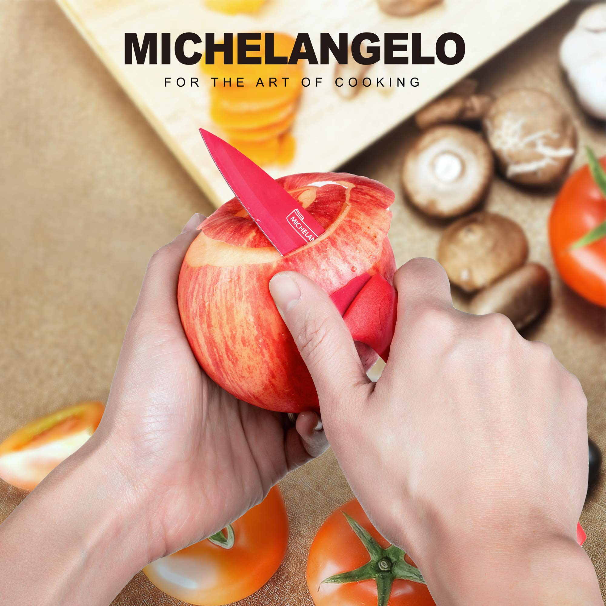 MICHELANGELO Knife Set, Kitchen Knife 20 Piece with Nonstick Colored Coating