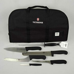 Victorinox Forschner 7 Pc Fibrox Deluxe Culinary Knife Roll Set,Black