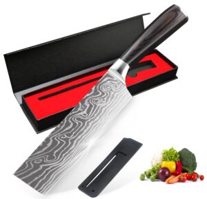kentroon nakiri knife, 7" vegetable knife asian usuba knife,fruits, meat, vegetable multipurpose japanese nakiri knife with high carbon steel chef knife gift box for chef,home cook