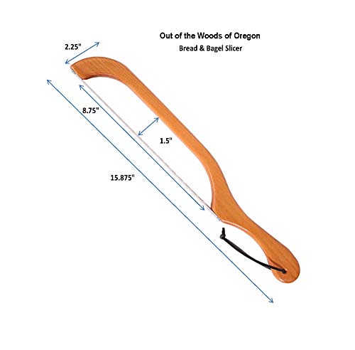 Out of the Woods of Oregon Bread and Bagel Slicer Bow Saw Bread Knife for Home Made Bread - Natural Alder - Choose from RIGHT OR LEFT HANDED (Cherry - Right Handed)
