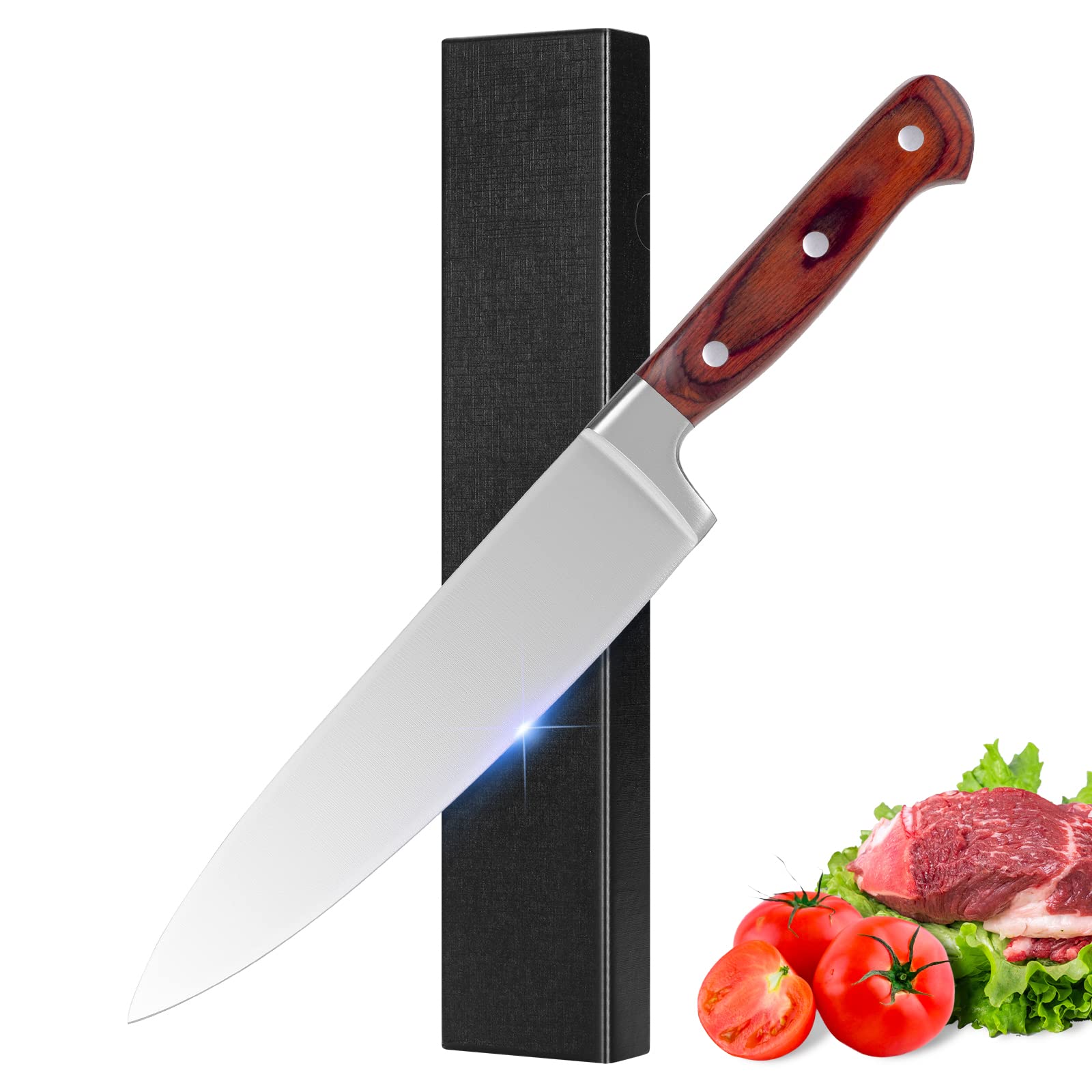 Chef Knife 8 Inch Chinese Kitchen Knife for Vegetable Cutting Damascus Chef Knife Boning Knife for Meat Cutting Santoku Knives Fixed Blade Knife Sushi Knife Japanese Cleaver Cooking Knife