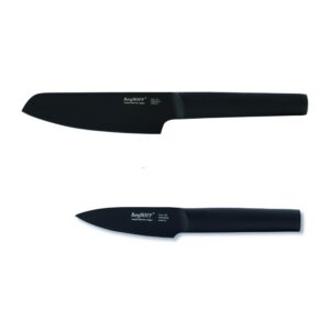 berghoff ron non-stick vegetable knife & paring knife black titanium pvd coating hollow handle sharp & well balanced seamless transition