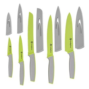 luckytime kitchen knife set, 5 pieces kitchen knife set with 5 sheaths, stainless steel knife set for fruit and vegetable cutting