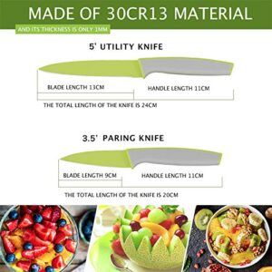 LUCKYTIME Kitchen Knife Set, 5 Pieces Kitchen Knife Set with 5 Sheaths, Stainless Steel Knife Set for Fruit and Vegetable Cutting