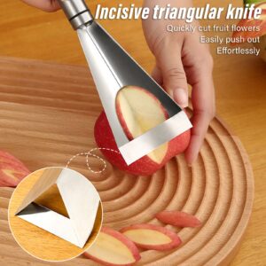 QFC Fruit Carving Knife, Stainless Steel Antislip Channel Knife Tool, V Shape Fruit Carving Tool Kitchen Accessories, Food DIY Carving Mold Tool for Home Kitchen (2PCS)
