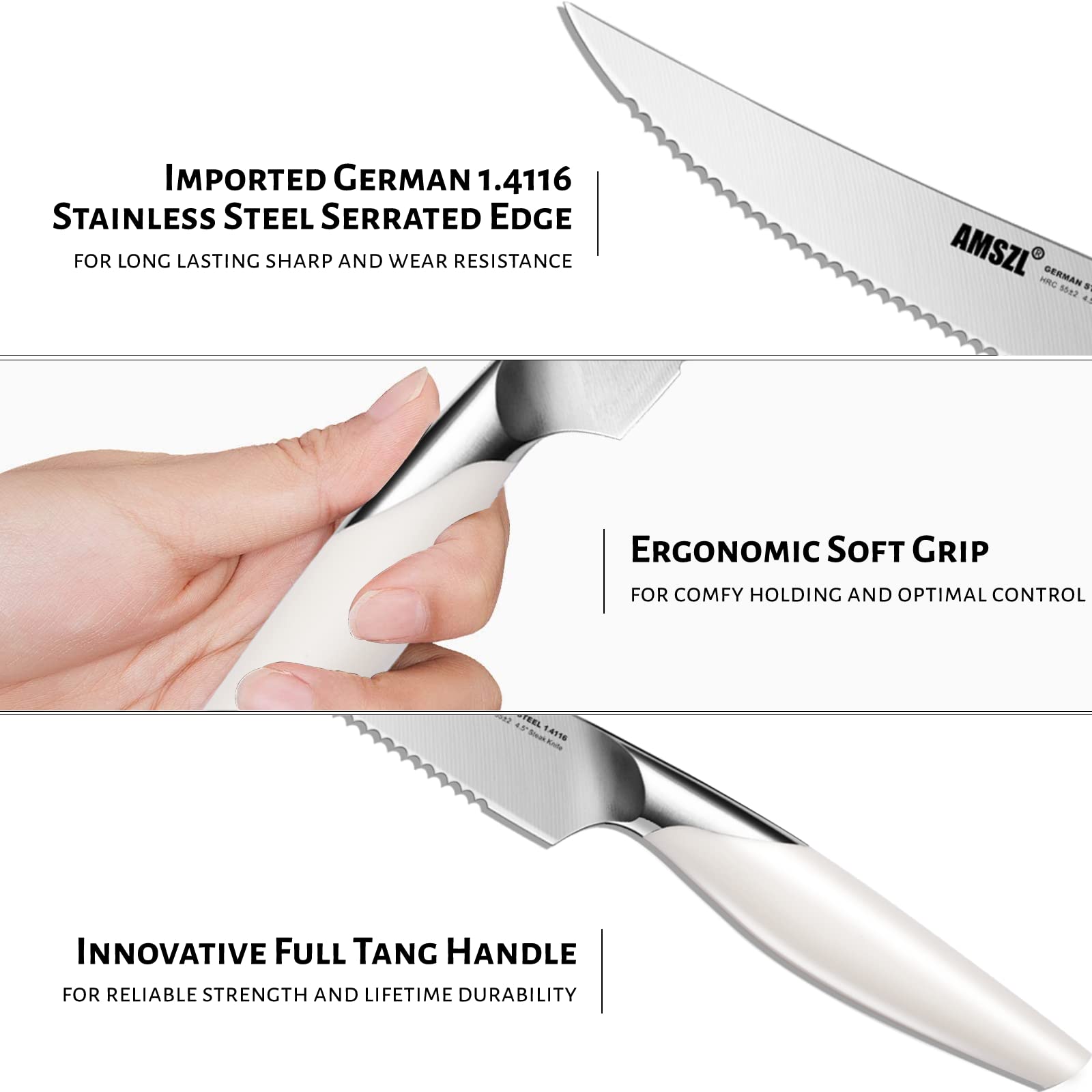 AMSZL Knife Set - Sharp Kitchen Knife Set of 5 - Dishwasher Safe Kitchen Knives - German Stainless Steel Chef Knife Set - Professional Knife Set - Cooking Knife Set - Cutting Knife Set