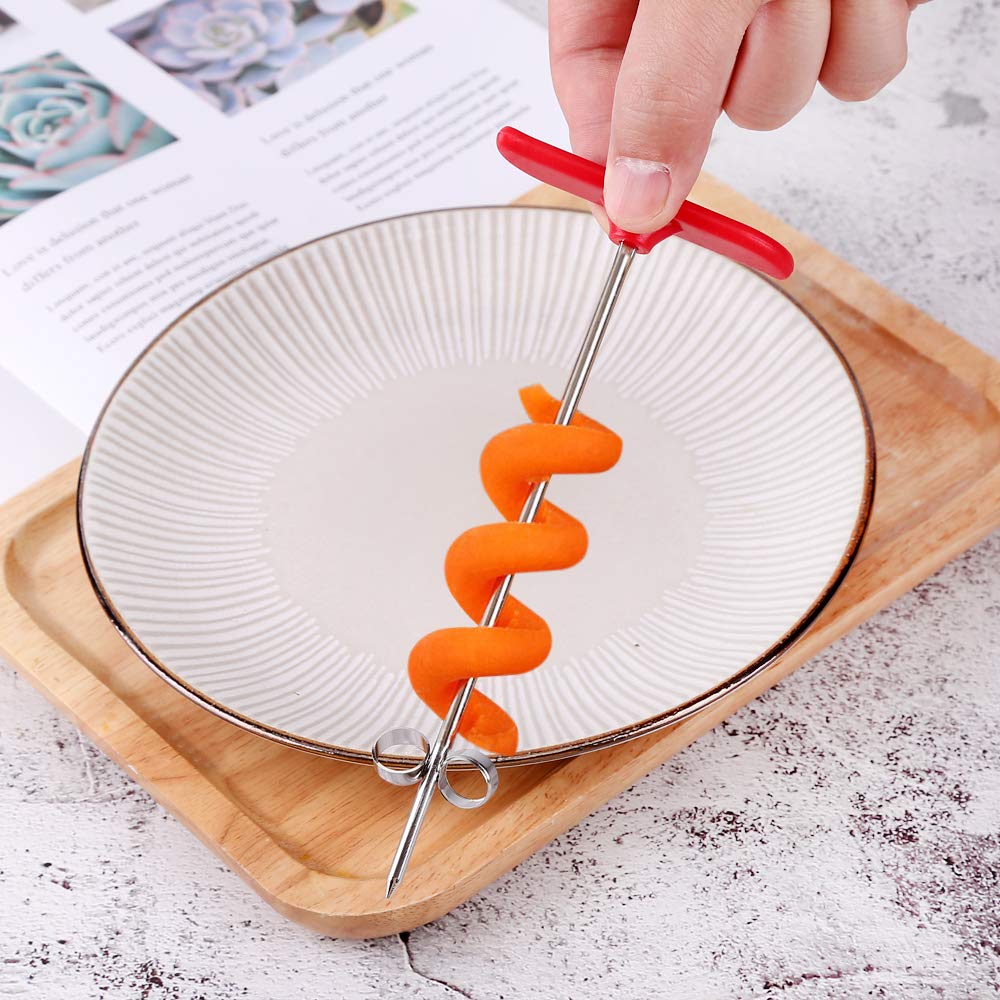 Latauar Stainless Steel Fruits & Vegetables Spiral Twist Knife - Manual Spiral Carving Cutter, Kitchen Tray Decoration Vegetable Knife Spiral Carving Tool, 1 Pack