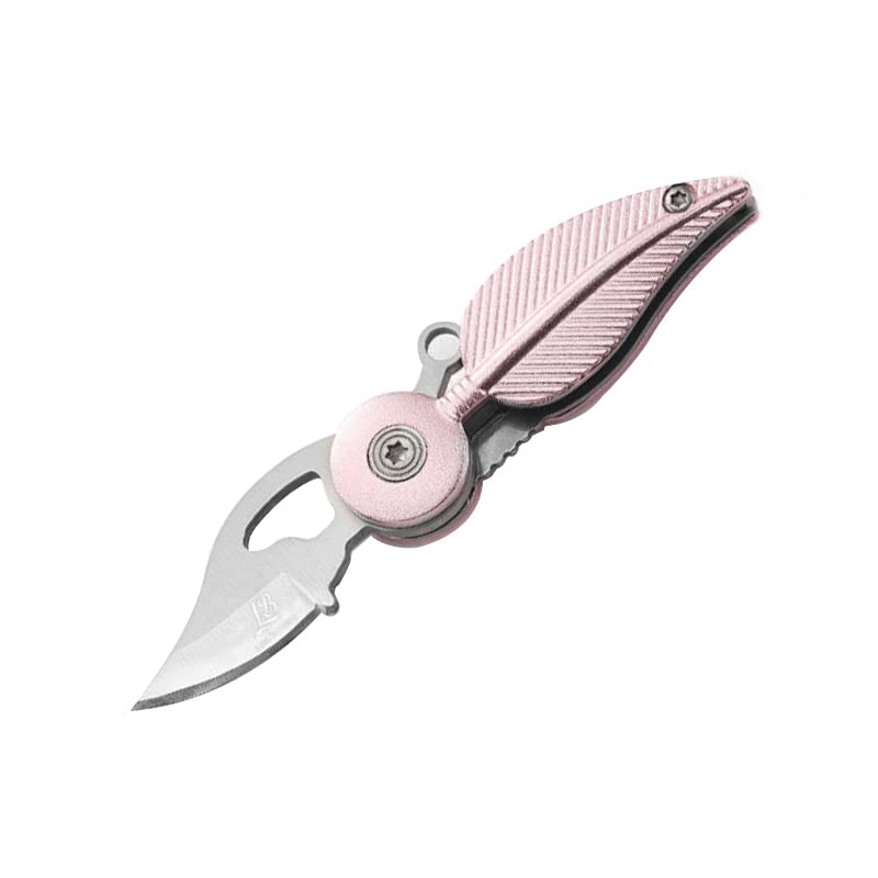 HENWAFX Pink feather knife for unpacking express delivery, small fruits, ladies mini knife is easy to carry (1 pack)…