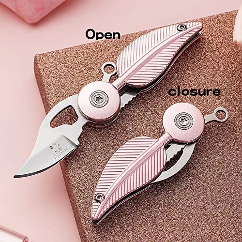 HENWAFX Pink feather knife for unpacking express delivery, small fruits, ladies mini knife is easy to carry (1 pack)…