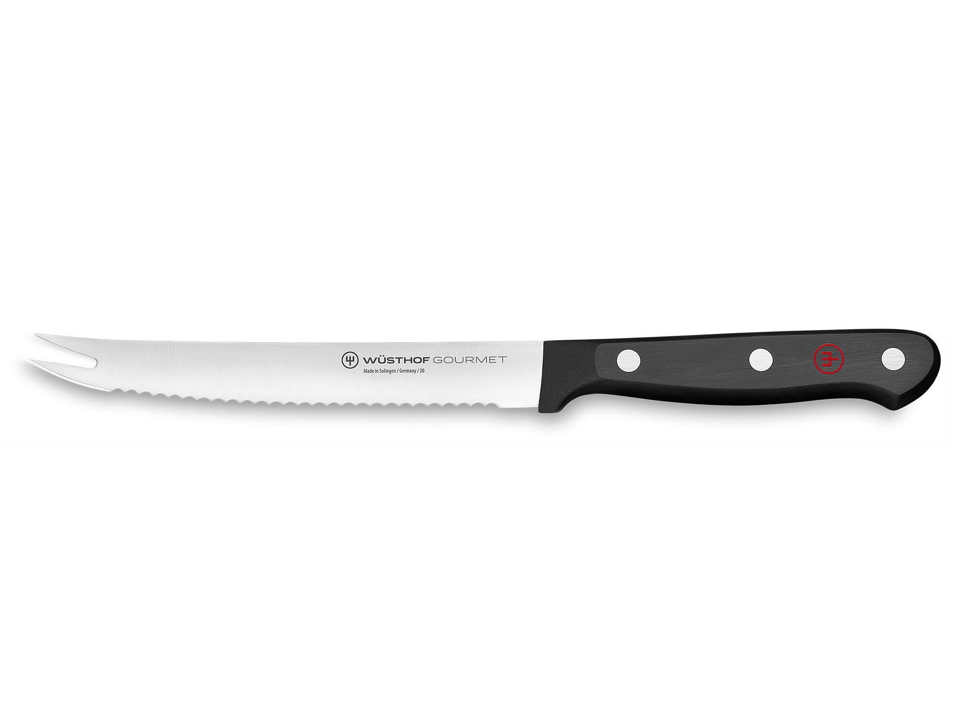 WÜSTHOF Gourmet Five Inch Tomato Knife | 5" Tomato Knife with Serrated Edge | Precise Laser Cut High Carbon Stainless Steel Serrated Utility Knife – Model