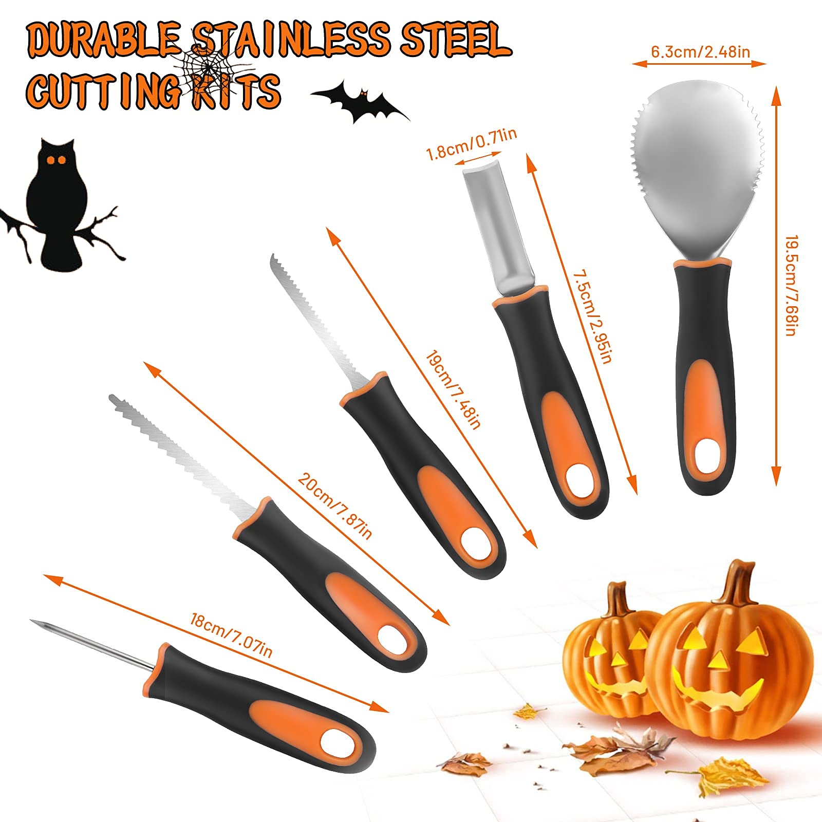 Samyoung Pumpkin Carving Kit Tools, 13 Piece Heavy Duty Stainless Steel Pumpkin Carving Set with Light Strips, Pumpkin Cutting Supplies Tools Kit with Carrying Case