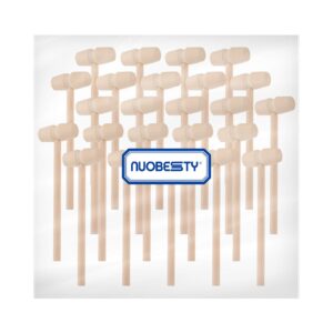 NUOBESTY 24 Pieces Wooden Crab Mallets Seafood Shellfish Wood Cracker Mini Wooden Hammer Mallet Solid Hardwood Crab Hammers for Chocolate Heart